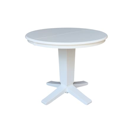 International Concepts 36 in. Solid Wood Round Top Pedestal Table with 12 in. Leaf - 30.1 in.High - Dining Height in White K08-36RXT-23B